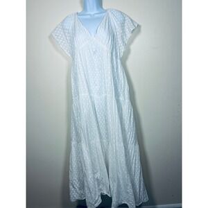 Madewell Milkmaid Sun Dress Size 14 White Smocked Tiered White Cottage Cotton